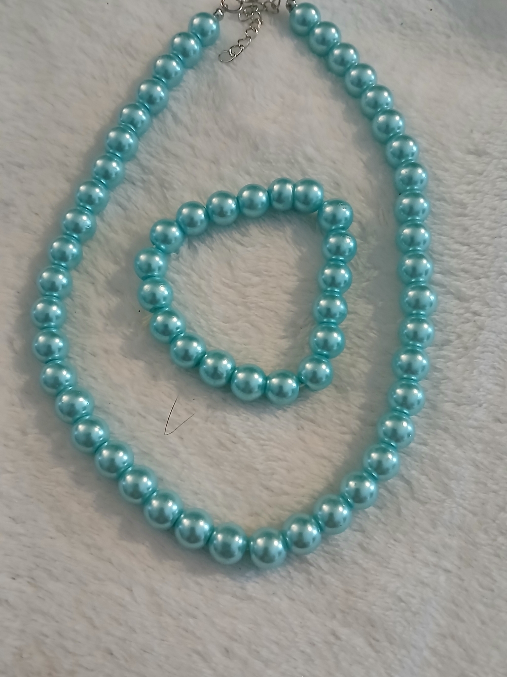 Heavy Blue Pearl Necklace & Bracelet Set - NWT